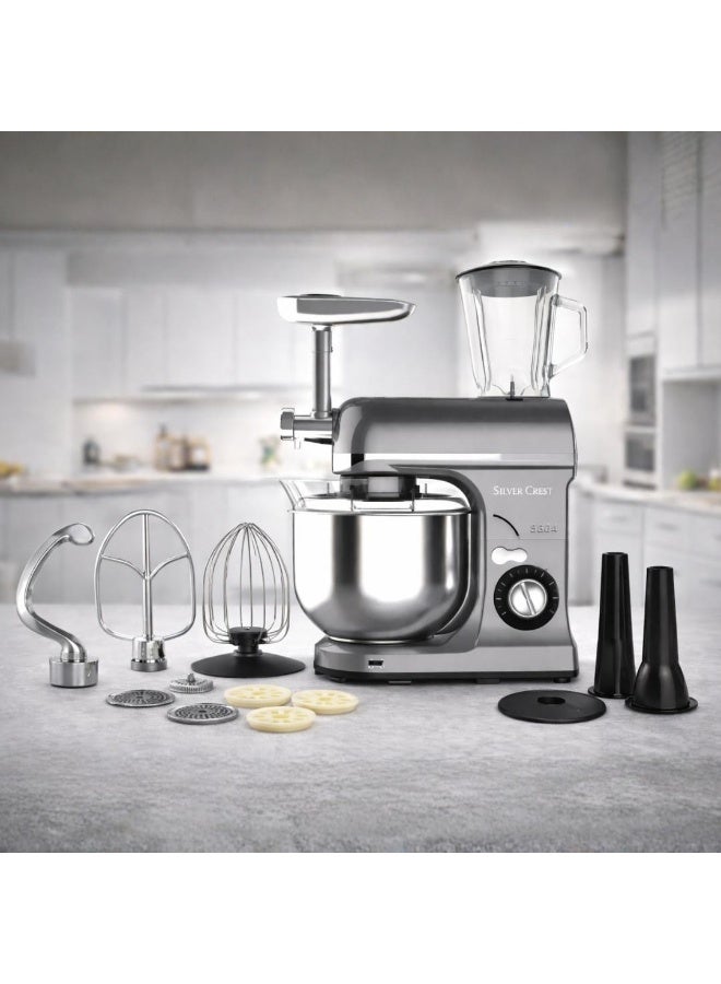 SILVER CREST Multi-Function Food Processor 1800W with Powerful Performance and 7L Professional Mixer, Meat Grinder, and 1.5 L Glass Blender, Featuring Stainless Steel Body and Tools for Heavy Daily Use - Image 2